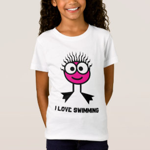 T-Shirt J'aime nager - caractère rose de bain