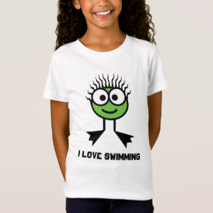 T-Shirt J'aime nager - caractère vert de bain