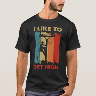 T-shirt J'Aime Obtenir Des Cos Électricien De Linéaire Hau
