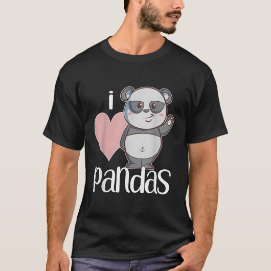 T-shirt J'Aime Pandas Panda Pour (Devant)