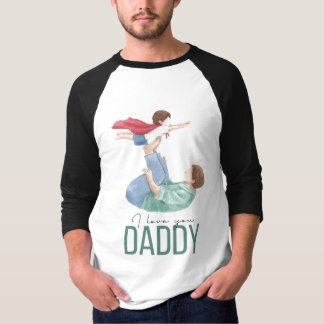 T-shirt J'aime Papa Super-héros Père et Enfant Raglan