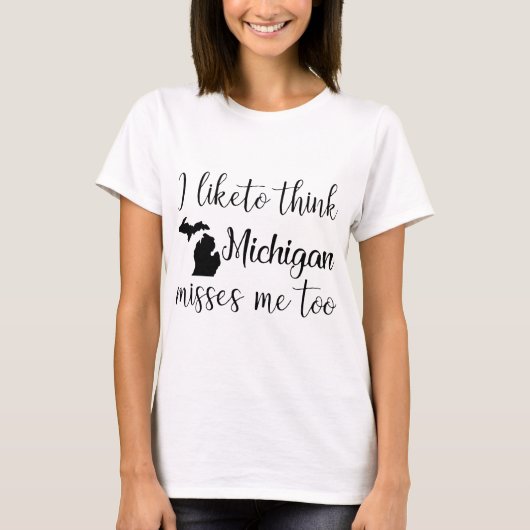 T-shirt j'aime penser des coups manqués Michigan imitation (Devant)