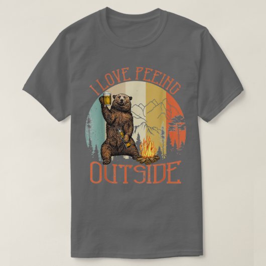 T-shirt J'Aime Pisser Dehors Ours Amusant Boire Bière Camp (Design devant)