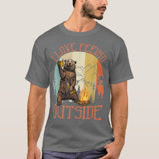 T-shirt J'Aime Pisser Dehors Ours Amusant Boire Bière Camp