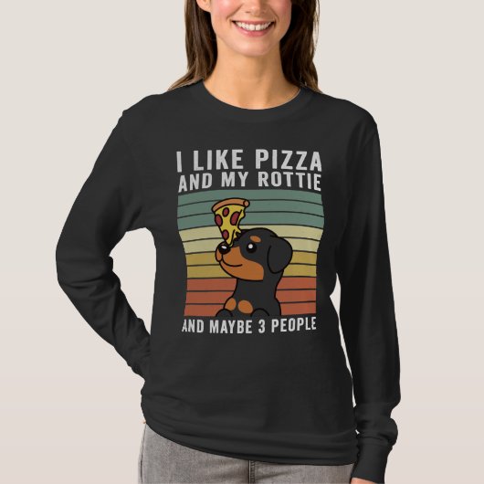 T-shirt J'Aime Pizza Et Mon Rottweiler Et Peut-Être 3 Pers (Devant)