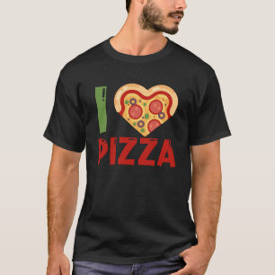 T-shirt J'aime Pizza tranche coeur forme nourriture pour f