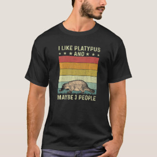 T-shirt J'Aime Platypus Et Peut-Être 3 Personnes Retro 60s