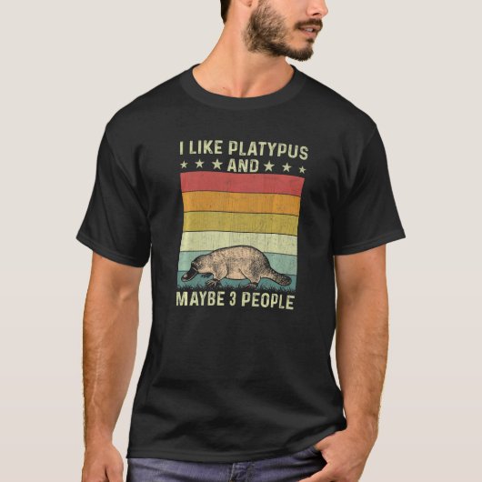 T-shirt J'Aime Platypus Et Peut-Être 3 Personnes Retro 60s (Devant)