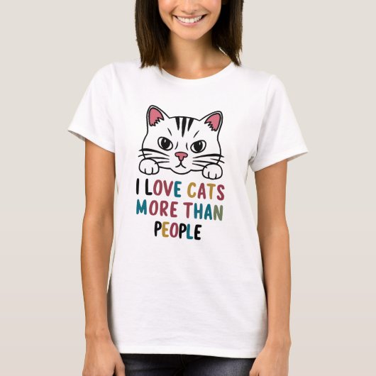T-shirt J'aime plus les chats que les gens qui dessinent l (Devant)