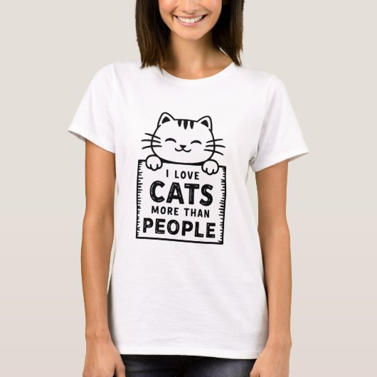 T-shirt J'aime plus les chats que les gens qui dessinent l (Devant)
