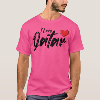 T-shirt J'aime Qatar avec une fille amoureuse