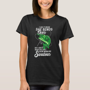 T-shirt J'aime quand elle se penche en pêchant pour hommes