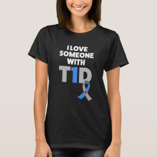 T-shirt J'aime quelqu'un avec la chemise du diabète T1D d