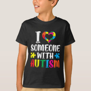 T-shirt J'Aime Quelqu'Un Avec L'Autisme Autiste Soutien Au