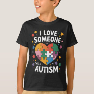 T-shirt J'aime quelqu'un avec l'autisme Sensibilisation au