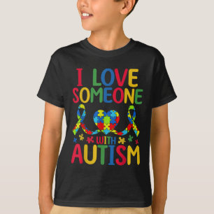 T-shirt J'Aime Quelqu'Un Avec Sensibilisation sur l'autism