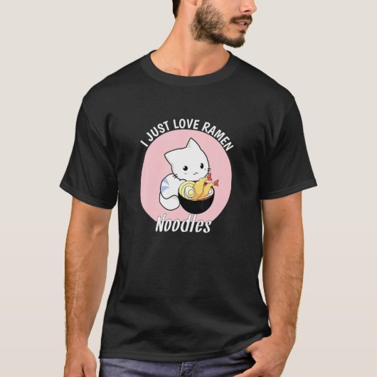 T-shirt J'Aime Ramen Amusant Anime Chat nouilles Japonaise (Devant)