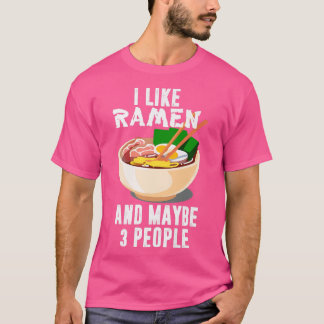 T-shirt J'Aime Ramen Et Peut-Être 3 Personnes, Cool Anime 