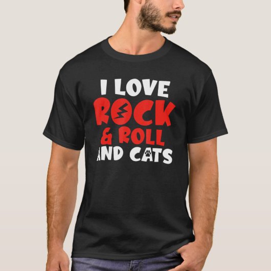 T-shirt J'aime Rock and Roll and Cats Rocker (Devant)