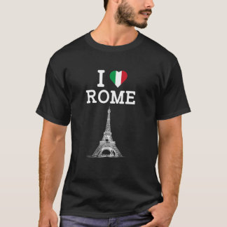 T-shirt J'aime Rome Tour Eiffel Drôle Blague Farce Humour