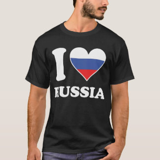 T-shirt J'aime Russie Drapeau Russe Cœur drôle