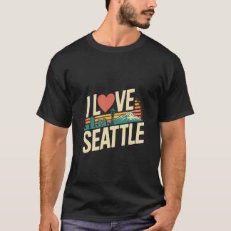 T-shirt J'aime Seattle Space Needle Mountain View