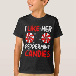 T-shirt J'aime ses bonbons à la menthe Couple assorti Noël