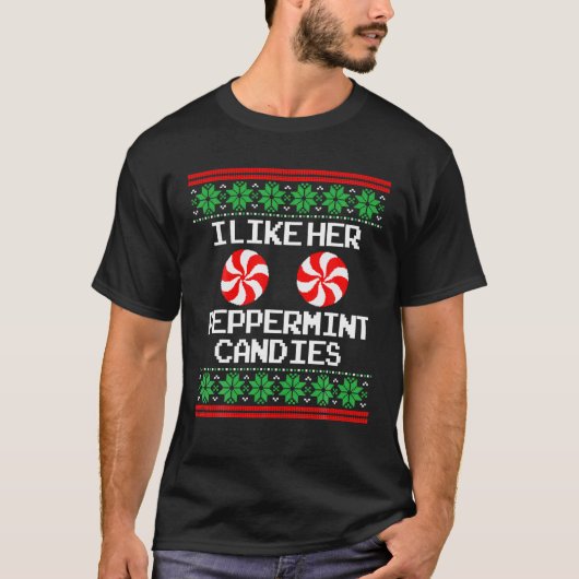 T-shirt J'Aime Ses Candies De Peppermenthe Couples Un Chré (Devant)