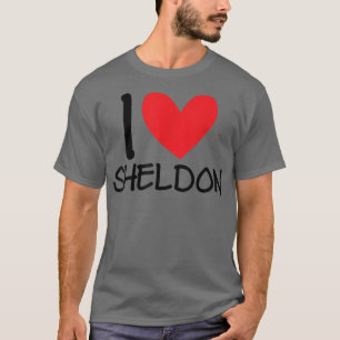 T-shirt J'aime Sheldon Nom Cœur Personnalisé Hommes Mec Me