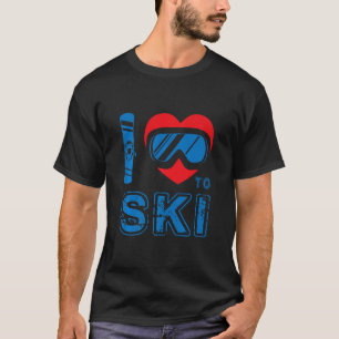 T-shirt J'Aime Skier Hiver Sport Snowboard Skier Ski