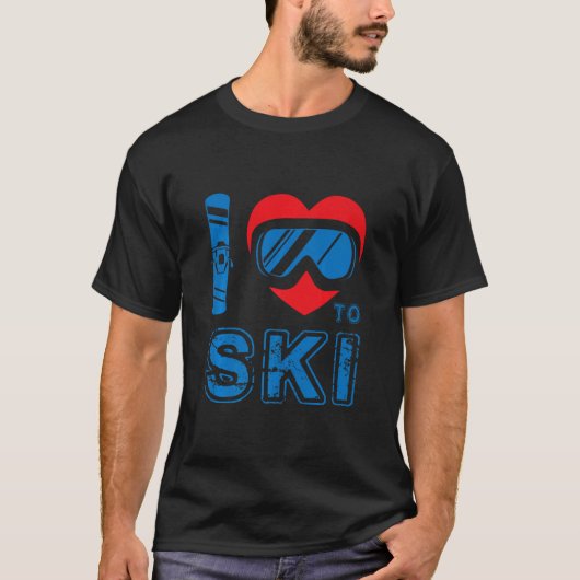 T-shirt J'Aime Skier Hiver Sport Snowboard Skier Ski (Devant)