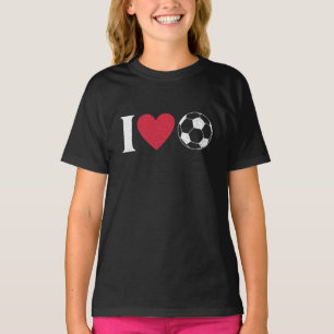T-shirt J'aime soccer rétro amateur de football de coeur