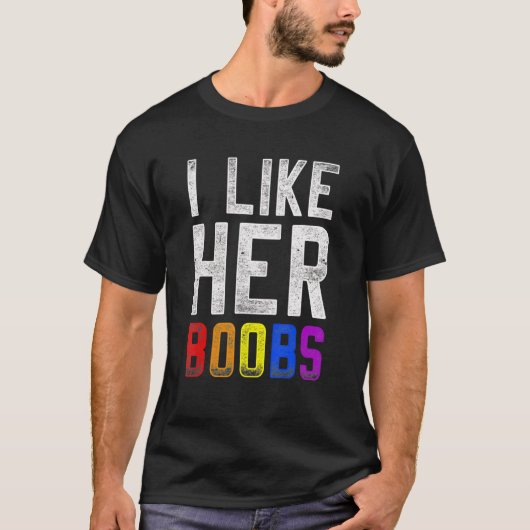 T-shirt J'Aime Son Boobes Lgbt Pride Rainbow Support (Devant)