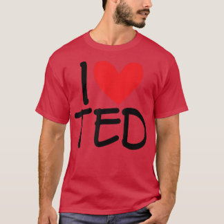 T-shirt J'aime Ted Nom Cœur Personnalisé Homme Mec Meilleu