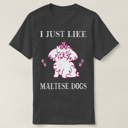 T-shirt J'Aime Tout Simplement Les Chiens Maltais Mignons (Design devant)