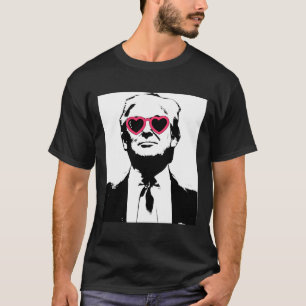 T-shirt J'aime Trump Cœur Rose Lunettes Punk Rock Rave Usa