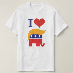 T-shirt J'aime Trump - Logo de cheveux d'éléphant du GOP