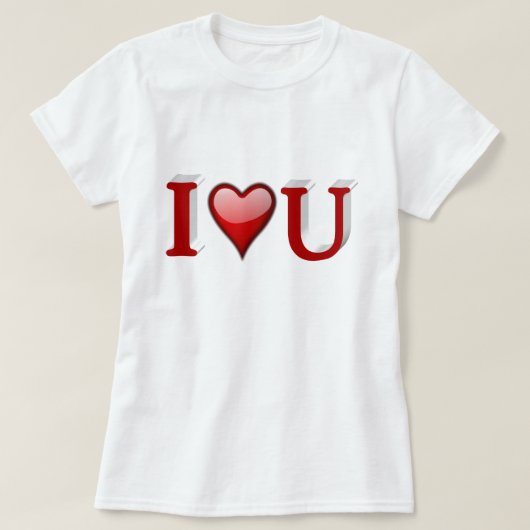 T-shirt J'aime U Valentines Jour Rouge (Design devant)