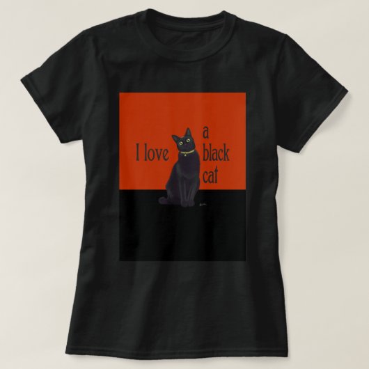 T-shirt J'aime un chat noir (Design devant)