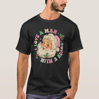 T-shirt J'Aime Un Homme Avec Une Barbe Père Noël Pa