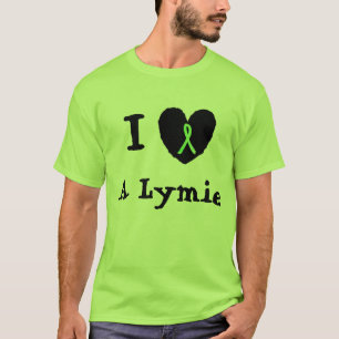 T-shirt J'aime un Lymie, Cœur avec Ruban de Sensibilisatio