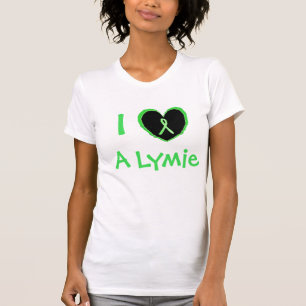T-shirt J'aime un Lymie, Cœur avec Ruban de Sensibilisatio