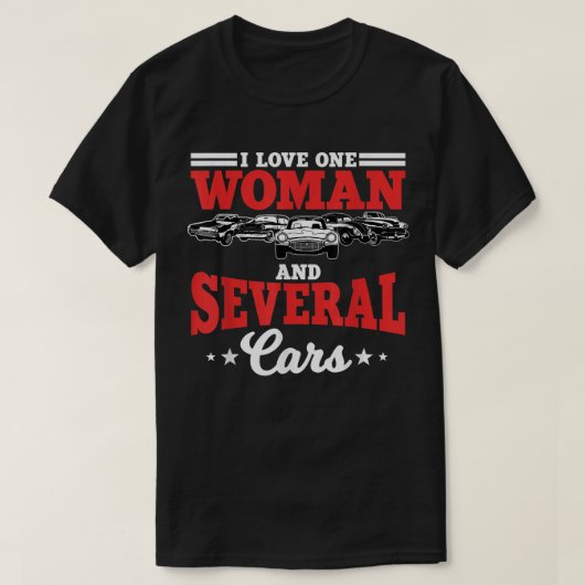 T-shirt J'Aime Une Femme Et Plusieurs Voitures Auto Mécani (Design devant)