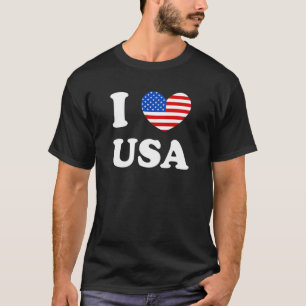 T-shirt J'Aime Usa I Heart Usa Us Drapeau Patriotique 4ème