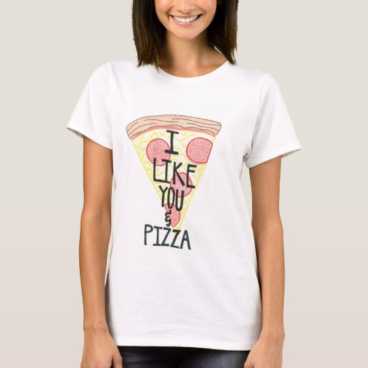 T-shirt J'aime vous et la chemise de pizza (Devant)