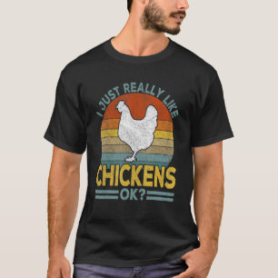 T-shirt J'aime vraiment beaucoup le poulet Poulet Rétro