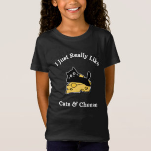 T-Shirt J'aime vraiment beaucoup les chats et le fromage é