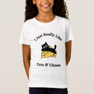 T-Shirt J'aime vraiment beaucoup les chats et le fromage é