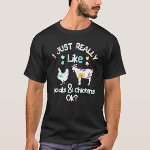 T-shirt J'Aime Vraiment Chèvres Poulets Ok ferme mignonne