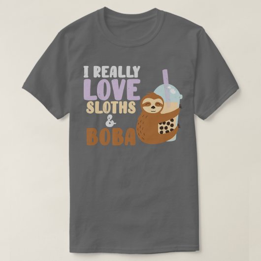 T-shirt J'aime vraiment la paresse et Boba Mignon Paresseu (Design devant)